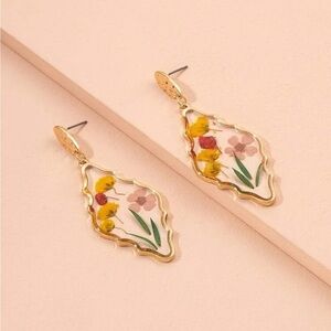 Flower Watercolor Drop Earrings